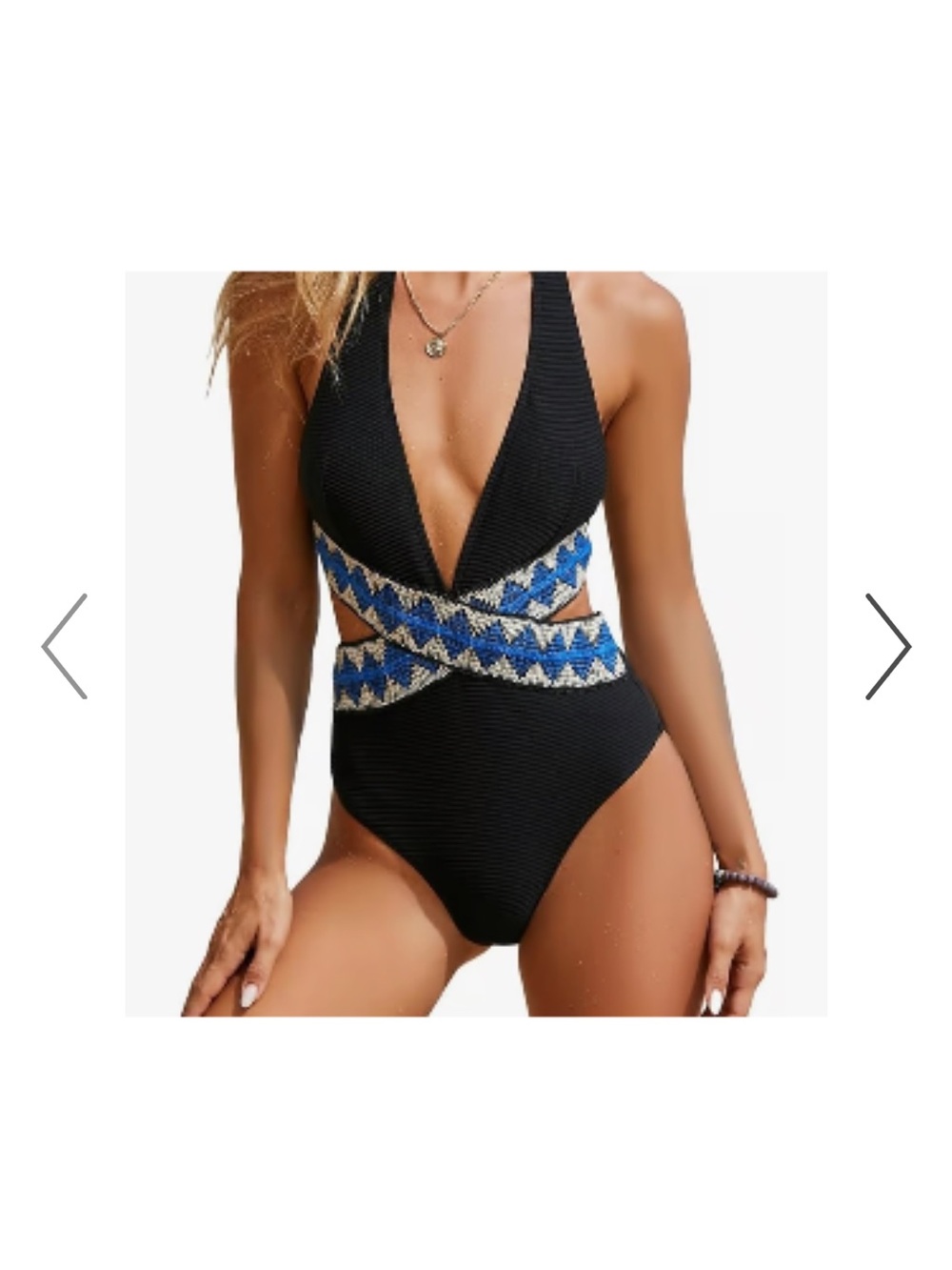 Cupshe Black Geo Stitching Wrap Cutout One Piece Swimsuit NWT SZ Large